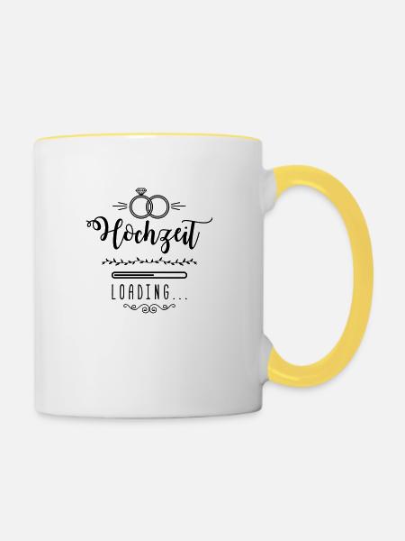 hochzeit loading ring wedding - Tasse zweifarbig - Weiß/Gelb