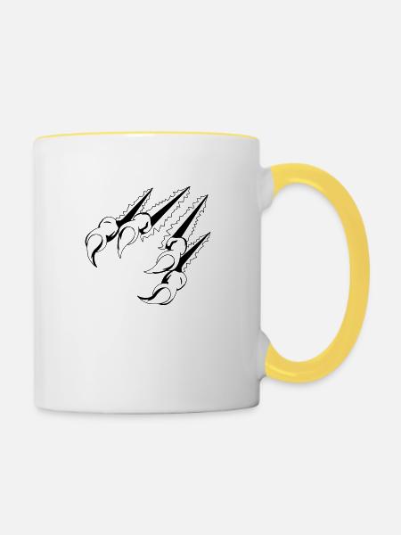 krallen_01 - Tasse zweifarbig - Weiß/Gelb