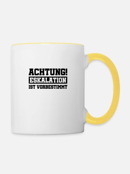 eskalation ist vorbestimmt - Tasse zweifarbig - Weiß/Gelb