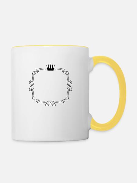rahmen ornamente krone - Tasse zweifarbig - Weiß/Gelb