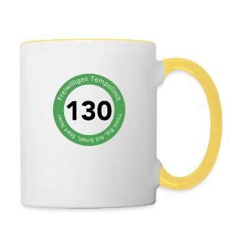 Freiwilliges Tempolimit 130 - Tasse zweifarbig - Weiß/Gelb - Rechts