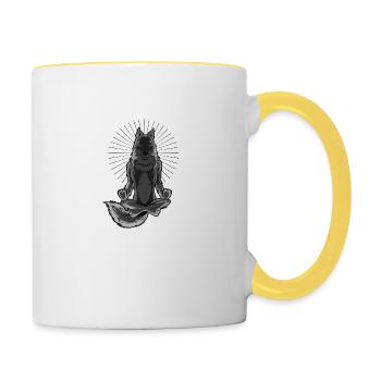 Wolf Yogi - Version 1 - Contrasting Mug - white/yellow - Right