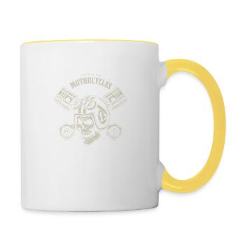 American Motorcycles Cooles Biker Shirt HD - Tasse zweifarbig - Weiß/Gelb - Rechts
