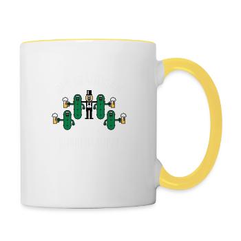 Der Bräutigam Und Seine Gurkentruppe! (JGA 5er N) - Tasse zweifarbig - Weiß/Gelb - Rechts