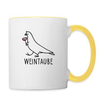 Wein -Taube - Tasse zweifarbig - Weiß/Gelb - Rechts