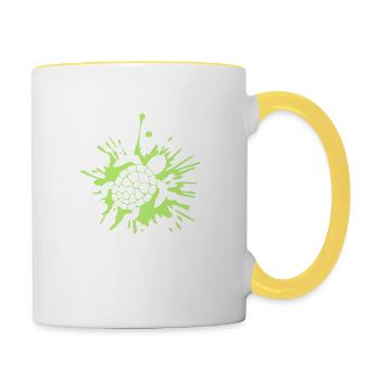 Drop of blob of sea turtle - Contrasting Mug - white/yellow - Right