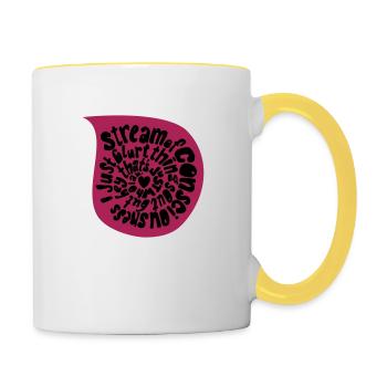 stream of conciousness in a droplet - Contrasting Mug - white/yellow - Right