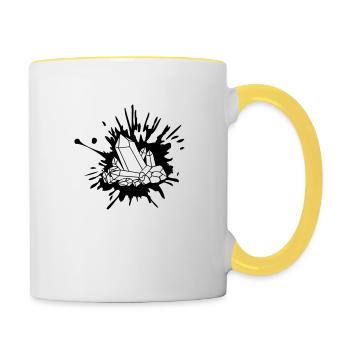 Tache de couleur de cristal - Mug contrasté - blanc/jaune - Droite