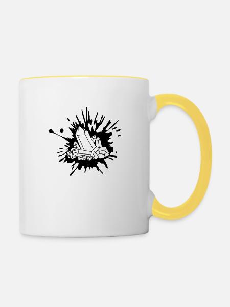 Farb Klecks Kristall - Tasse zweifarbig - Weiß/Gelb