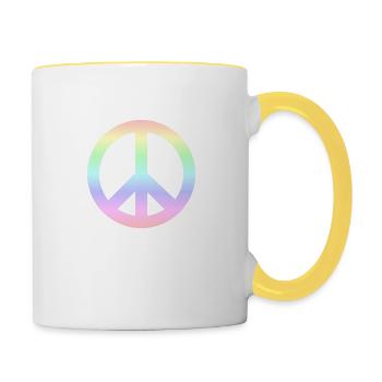 Signes de paix - Mug contrasté - blanc/jaune - Droite