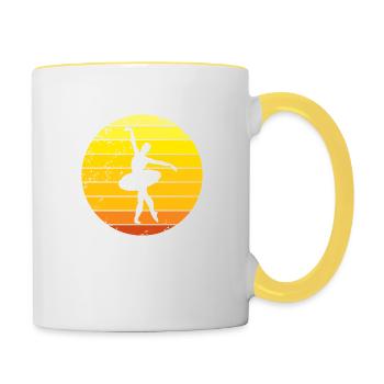 Ballerina ballet retro sunset dancer - Contrasting Mug - white/yellow - Right