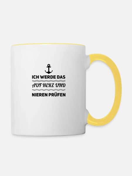 auf Herz und Nieren - Tasse zweifarbig - Weiß/Gelb