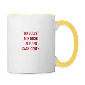 11. Gebot DU SOLLST MIR NICHT AUF DEN SACK GEHEN - Tasse zweifarbig - Weiß/Gelb - Rechts