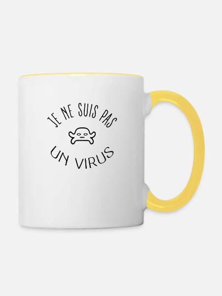 Ich bin kein Virus - Tasse zweifarbig - Weiß/Gelb
