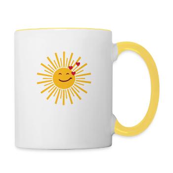 Sonne scheint Liebe - Tasse zweifarbig - Weiß/Gelb - Rechts