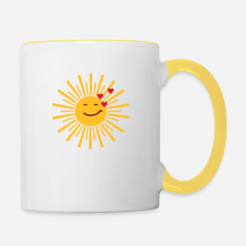 soleil brillant l’amour - Mug contrasté - blanc/jaune