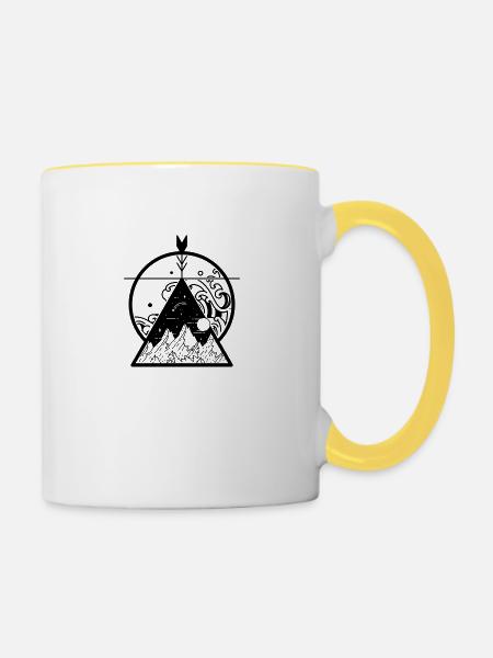 Geometrische Kunst - Tasse zweifarbig - Weiß/Gelb