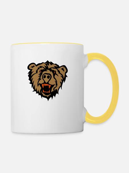 Bären - Tasse zweifarbig - Weiß/Gelb