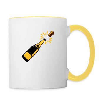 Flaschen-Alkohol-Verschluss springt - Tasse zweifarbig - Weiß/Gelb - Rechts
