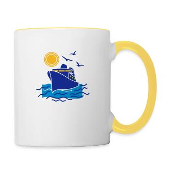 croisière en mer - Mug contrasté - blanc/jaune - Droite
