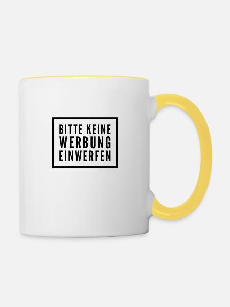 Werbeverbot - Tasse zweifarbig - Weiß/Gelb