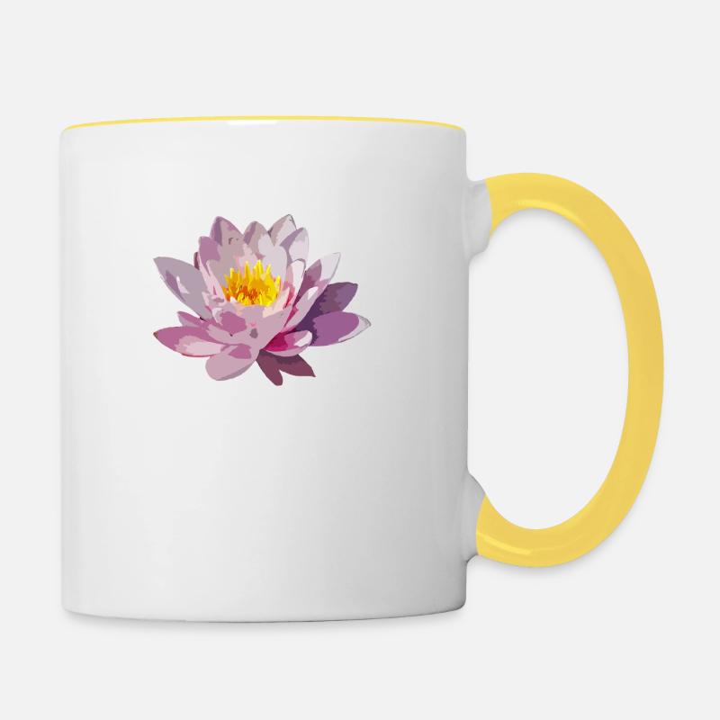 fleur de lotus - Mug contrasté - blanc/jaune