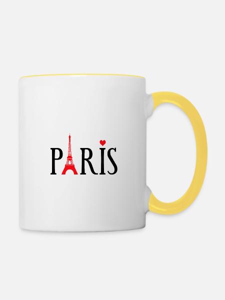 Paris Liebe - Tasse zweifarbig - Weiß/Gelb