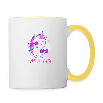 Gym Unicorn - Tasse zweifarbig - Weiß/Gelb - Rechts