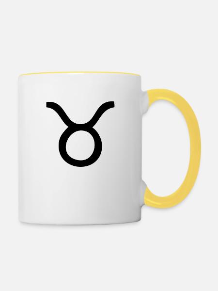 Sternzeichen Stier - Tasse zweifarbig - Weiß/Gelb
