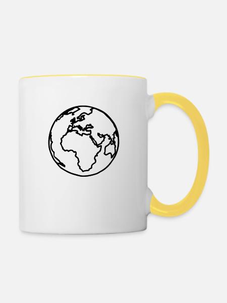 Planete Land blau - Tasse zweifarbig - Weiß/Gelb