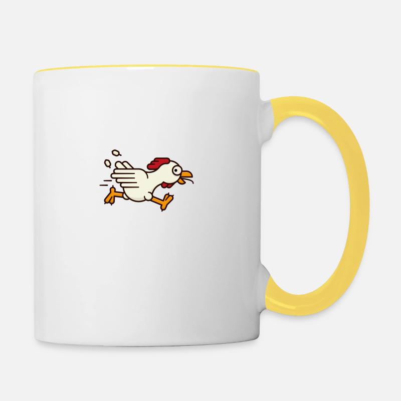 Chicken on the run - Contrasting Mug - white/yellow