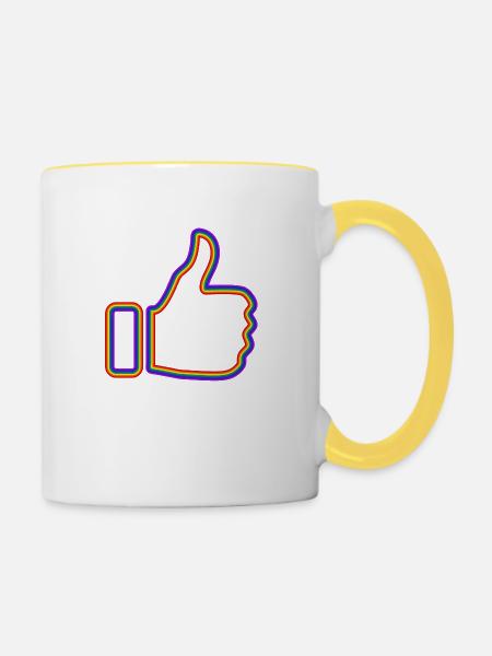 Daumen hoch Regenbogen - Tasse zweifarbig - Weiß/Gelb