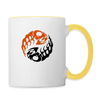 squelette de poisson yin yang2 - Mug contrasté - blanc/jaune - Droite