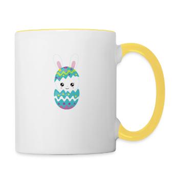 Frohe Ostern - Tasse zweifarbig - Weiß/Gelb - Rechts