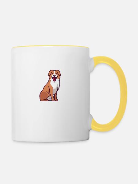 Australian Shepherd - Tasse zweifarbig - Weiß/Gelb
