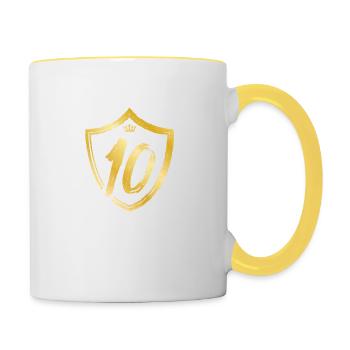 10 nummer jahr gold - Tasse zweifarbig - Weiß/Gelb - Rechts
