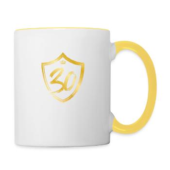 30 année numérique or - Mug contrasté - blanc/jaune - Droite