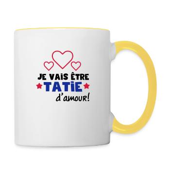 tatie d'amour - Mug contrasté - blanc/jaune - Droite