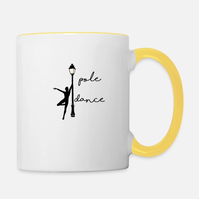 Pole Dance an einer Laterne - Tasse zweifarbig - Weiß/Gelb