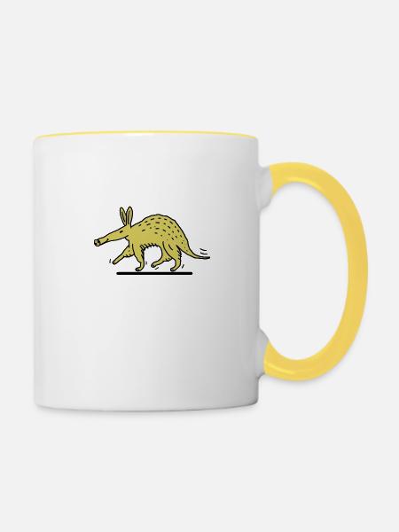 Erdferkel - Tasse zweifarbig - Weiß/Gelb