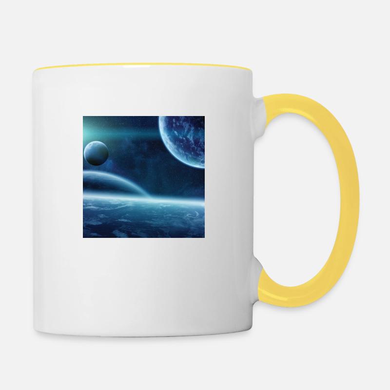 Space pattern - Contrasting Mug - white/yellow