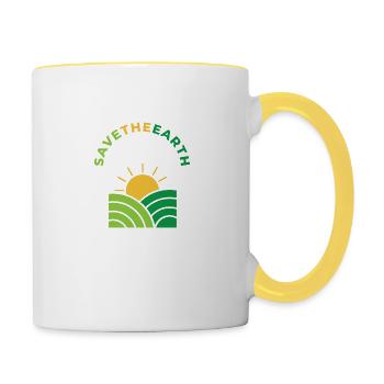 Save the Earth - Tasse zweifarbig - Weiß/Gelb - Rechts