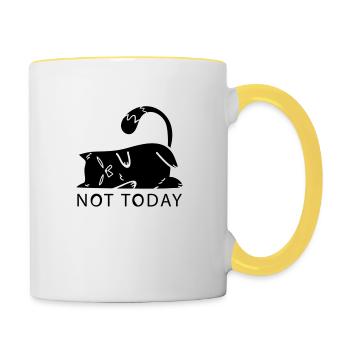 Katze Not Today Nein Cat Mom faul NO Mittelfinger - Tasse zweifarbig - Weiß/Gelb - Rechts
