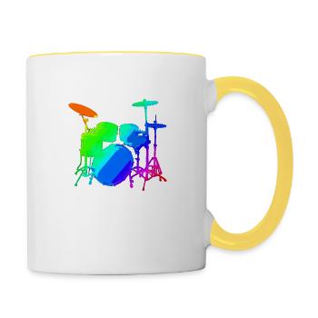 Schlagzeug - Tasse zweifarbig - Weiß/Gelb - Rechts