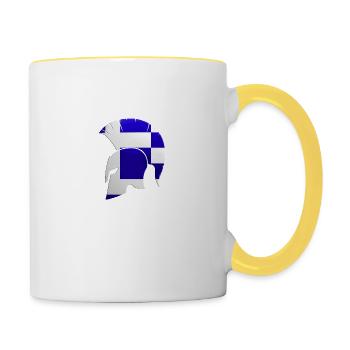 griechischer Helm - Tasse zweifarbig - Weiß/Gelb - Rechts
