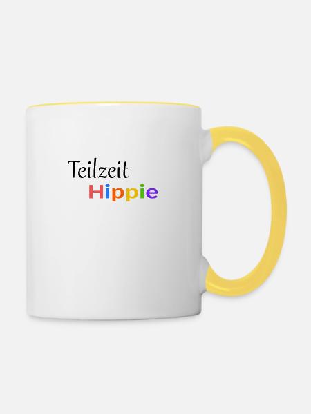 Teilzeit Hippie - Tasse zweifarbig - Weiß/Gelb