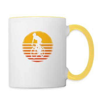 Road bike cycling retro sunset for road cyclists - Contrasting Mug - white/yellow - Right