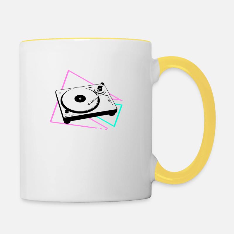 platines techno - Mug contrasté - blanc/jaune
