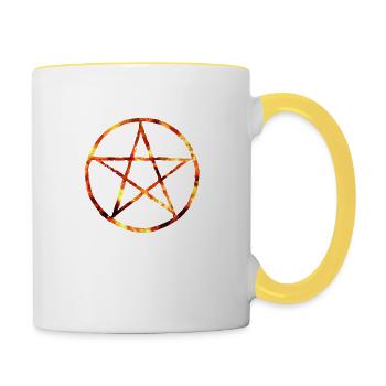 Feu de pentagramme - Mug contrasté - blanc/jaune - Droite