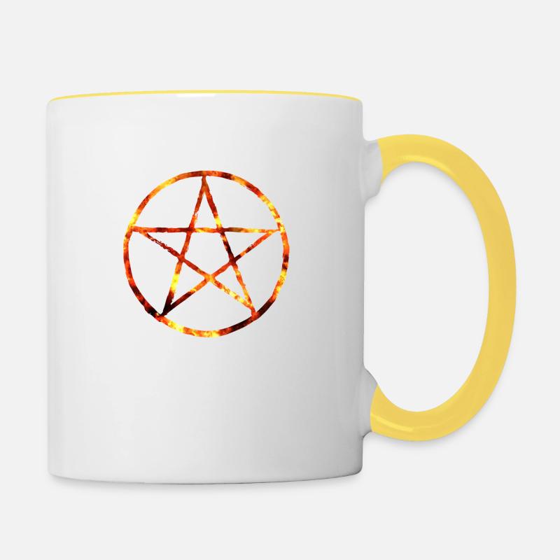 Feu de pentagramme - Mug contrasté - blanc/jaune